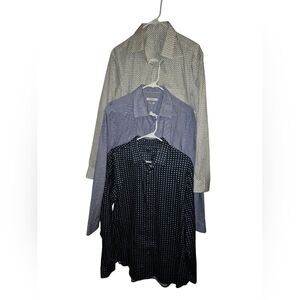 Perry Ellis  Portfolio Man's Slim Fit Lot Of 3 Size L Botton Up Shirt